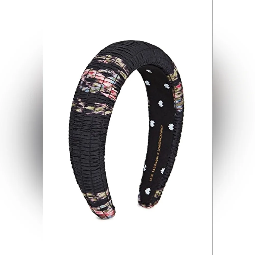 Lele Sadoughi x Loveshackfancy Black Coffee Padded Headband Shirred Floral